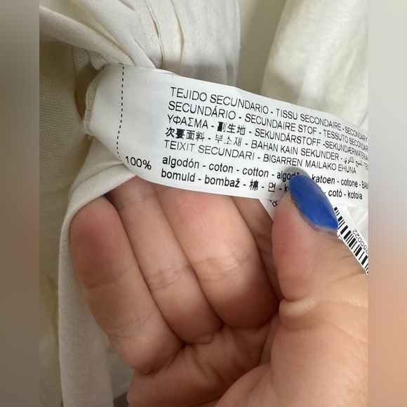 ZARA NWT Cream 100% Cotton Button Up Midi Dress Size Small Side Slits - Picture 13 of 13